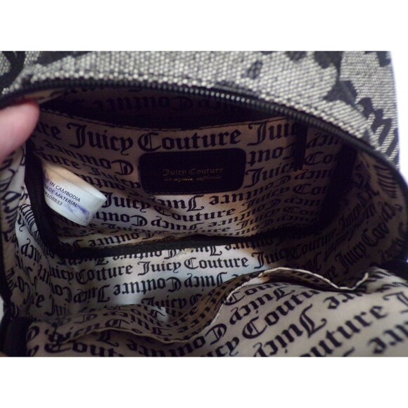 Juicy Couture Backpack Purse Black Gray Logo Bag Chain w/Heart AOP Y2K Style - Picture 5 of 6